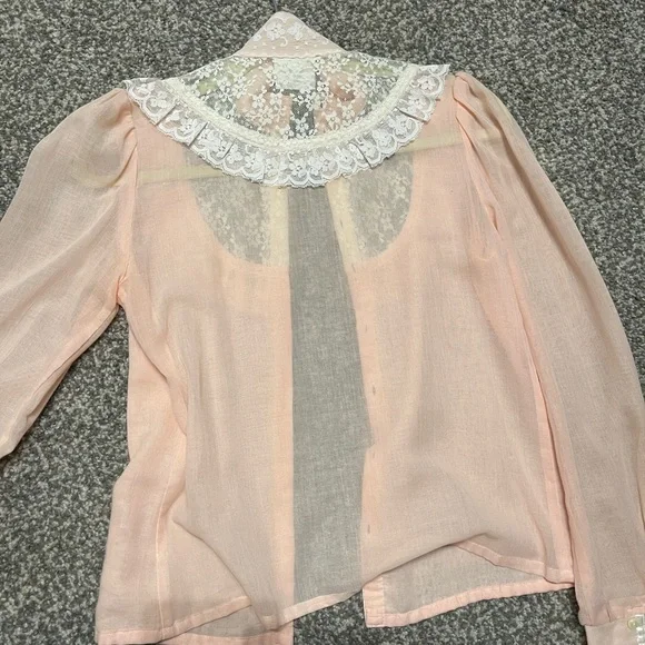 Gunne Sax Blouse Peach - Picture 3 of 4